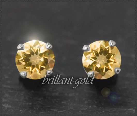 Ohrstecker 585 Gold Citrin orange 4,5,6,7mm